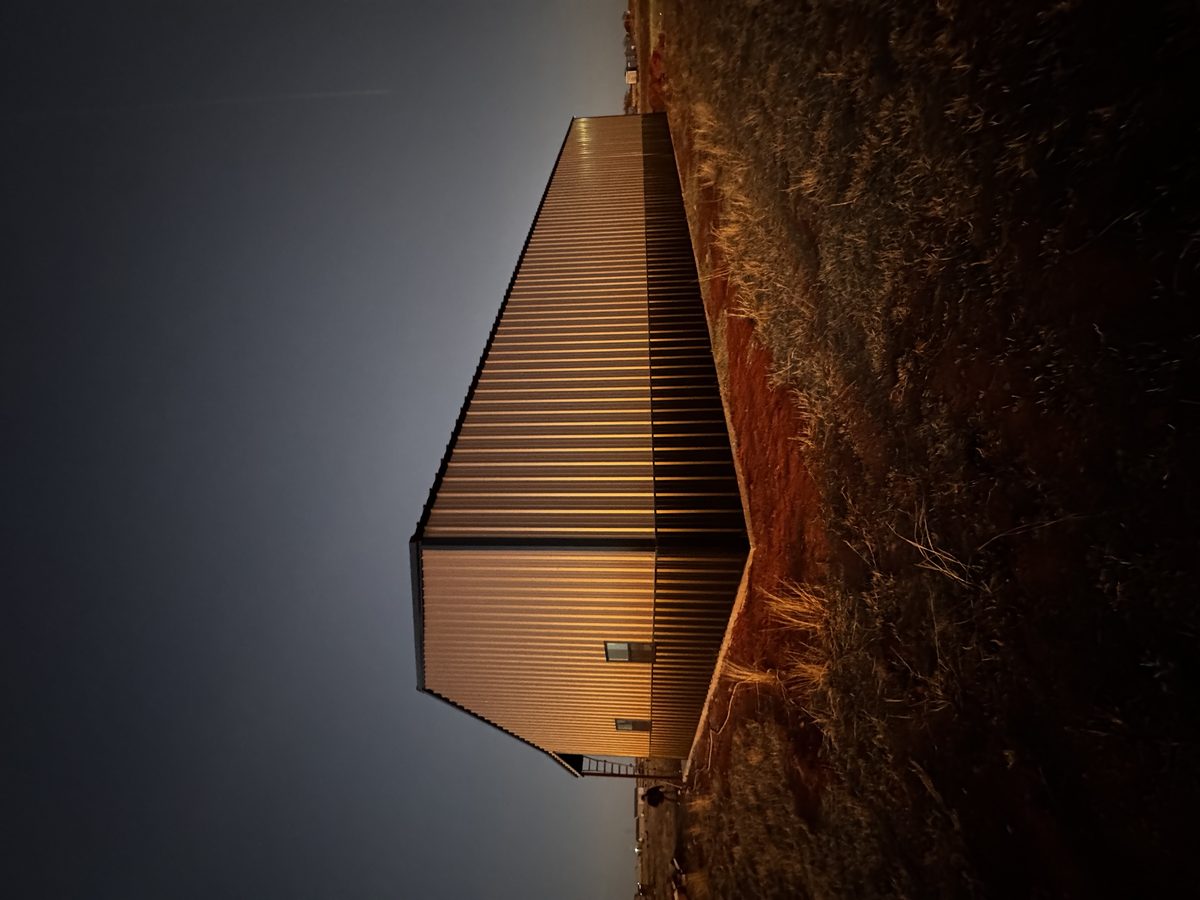 Metal building at sunset Oklahoma